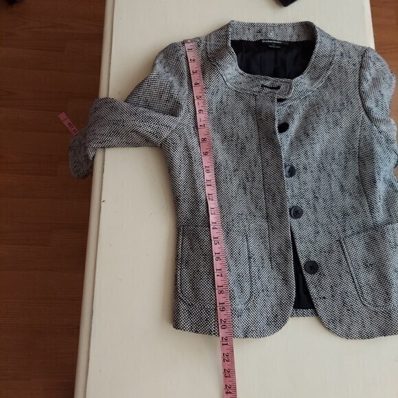 Ellen Tracy Blazer Jacket Grey Tweed 3/4 Sleeve Academia Sz 0 - Picture 2 of 10